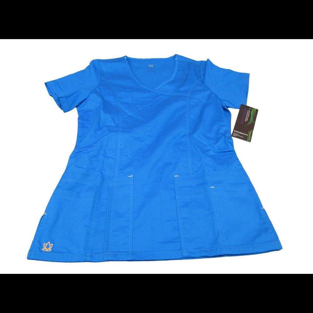 Maevn Womens Blue Uniform Scrub Top Healthcare Professional Nurse Work Wear XS​​